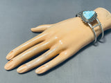 Gorgeous Vintage Native American Navajo Pilot Mountain Turquoise Sterling Silver Bracelet-Nativo Arts