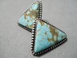 Fabulous Vintage Native American Navajo #8 Turquoise Mine Sterling Silver Earrings Old-Nativo Arts