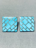 One Of The Most Unique Vintage Native American Navajo Turquoise Inlay Sterling Silver Earrings-Nativo Arts