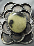 Unique Moss Stone Vintage Native American Navajo Sterling Silver Wire Bracelet Old-Nativo Arts