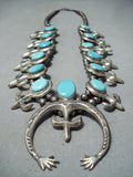 Important Ambrose Linoln Vintage Native American Navajo Sterling Silver Squash Blossom Necklace-Nativo Arts