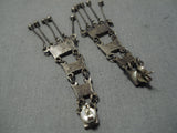 Rare Vintage Zuni Native American Blue Gem Turquoise Sterling Silver Earrings-Nativo Arts