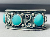 Beautiful Vintage Native American Navajo Green Turquoise Sterling Silver Bracelet-Nativo Arts