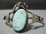 Magnificent Detailed Vintage Native American Navajo Dry Creek Turquoise Sterling Silver Bracelet-Nativo Arts