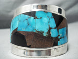 Colossal Heavy Vintage Native American Navajo Blue Diamond Turquoise Sterling Silver Bracelet-Nativo Arts