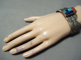 Museum Vintage Native American Navajo Protruding Inlay Sterling Silver Turquoise Bracelet-Nativo Arts