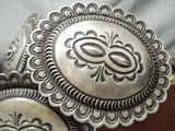 Very Heavy Vintage Native American Navajo Hand Tooled Sterling Silver Concho Belt Old-Nativo Arts