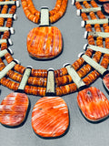 Native American Best Massive Santo Domingo Spiny Oyster Inlaid Authentic Necklace-Nativo Arts