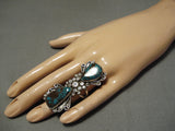 Magnificent Vintage Native American Navajo Red Mountain Turquoise Stering Silver Ring-Nativo Arts