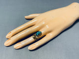 Unique Vintage Native American Navajo Kingman Turquoise Goldfill Ring-Nativo Arts