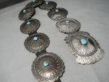 Huge Vintage Native American Navajo Turquoise Sterling Silver Hand Wrought Concho Belt Old-Nativo Arts