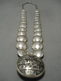 One Of Most Intricate Vintage Native American Navajo Turquoise Sterling Silver Bead Necklace Old-Nativo Arts