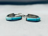 Marvelous Vintage Native American Navajo Blue Gem Turquoise Sterling Silver Earrings-Nativo Arts