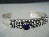 Detailed Douglas Native American Navajo Lapis Sterling Silver Cross Bracelet-Nativo Arts