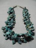 One Of Finest Vintage Native American Navajo Battle Mountain Turquoise Sterling Silver Necklace-Nativo Arts