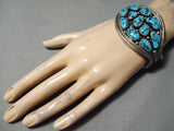 Colossal Vintage Native American Navajo Chunky Turquoise Sterling Silver Native Bracelet Old-Nativo Arts