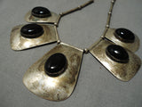 Amazing Vintage Native American Navajo Tubule Bead Sterling Silver Onyx Necklace Old-Nativo Arts