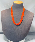 Native American One Of The Best Tubed Coral Sterling Silver Southwest Necklace-Nativo Arts