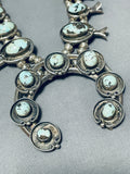 Rare Dry Creek Turquoise Vintage Native American Navajo Sterling Silver Squash Blossom Necklace-Nativo Arts