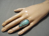 Quality Vintage Native American Navajo Tear Of Joy Sterling Silver Turquoise Ring-Nativo Arts