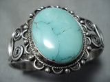 Swirls Galore Vintage Native American Navajo Domed Spiderweb Turquoise Sterling Silver Bracelet-Nativo Arts