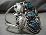 Museum Quality!! Vintage Native American Navajo High Grade Turquoise Sterling Silver Bracelet-Nativo Arts