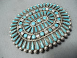 Gigantic Vintage Zuni Native American Turquoise Cluster Sterling Silver Buckle-Nativo Arts