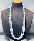 Very Rare Singer White Buffalo Turquoise Sterling Silver Necklace-Nativo Arts