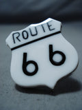 Dynamic Navajo Inlay Jet Sterling Silver Route 66 Ring Native American-Nativo Arts