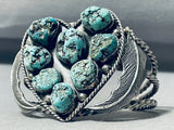 Heart Of Turquoise Vintage Native American Navajo Sterling Silver Bracelet-Nativo Arts