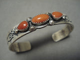 Important Jeanette Dale Navajo Sterling Silver Native American Coral Bracelet-Nativo Arts
