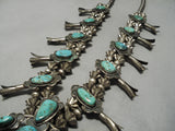 Early Best Vintage Native American Navajo Turquoise Sterling Silver Squash Blossom Necklace Old-Nativo Arts