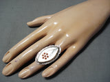 Lawrence Tekalo Vintage Native American Zuni Mother Of Pearl Sterling Silver Ring Native-Nativo Arts
