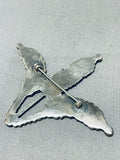 One Of The Best Ever Vintage Native American Navajo Turquoise Sterling Silver Pin Old-Nativo Arts