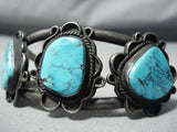 Rare Vintag Native American Navajo Blue Diamond Turquoise Sterling Silver Bracelet-Nativo Arts
