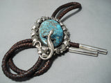 One Of The Biggest Craziest Native American Navajo Lizard Turquoise Sterling Silver Bolo Tie-Nativo Arts