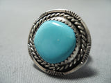 Striking Vintage Native American Navajo Turquoise Sterling Silver Ring Old-Nativo Arts