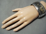 Huge Authentic Thomas Singer Vintage Native American Navajo Sterling Silver Gold Bracelet-Nativo Arts