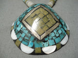 Native American Intricate!! Vintage Santo Domingo Turquoise Jade Sterling Silver Necklace-Nativo Arts