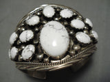 One Of The Best Vintage Native American Navajo White Buffalo Turquoise Sterling Silver Bracelet-Nativo Arts