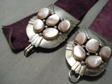 Exquisite Vintage Native American Navajo Sterling Silver Pearl Buckle Belt-Nativo Arts