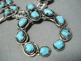 Women's Signed Vintage Native American Navajo Turquoise Sterling Silver Squash Blossom Necklace-Nativo Arts
