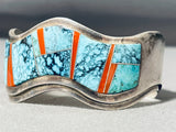 Best Wave Spiderweb Turquois Einlay Vintage Native American Navajo Sterling Silver Bracelet-Nativo Arts