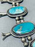 262 Gram Athntc Vintage Native American Navajo Turquoise Sterling Silver Squash Blossom Necklace-Nativo Arts