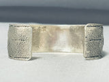 Completely Hand Carved Vintage Native American Navajo Sterling Silver Bracelet-Nativo Arts