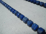 Very Rare Tubed Midnight Lapis Vintage Native American Navajo Sterling Silver Necklace- Signed!-Nativo Arts