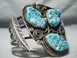 Huge Triple Nugget Turquoise Vintage Native American Navajo Sterling Silver Bracelet-Nativo Arts