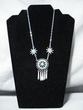 Native American Stunning Vintage Zuni Turquoise Needlepoint Sterling Silver Necklace Old-Nativo Arts