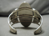 Native American Towering Vintage Navajo Turquoise Inlay Sterling Silver Concho Bracelet Old-Nativo Arts