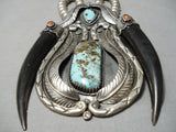 One Of The Biggest Best Vintage Native American Navajo Turquoise Sterling Silver Necklace-Nativo Arts